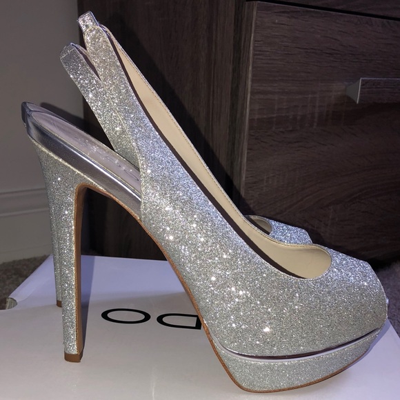 Aldo Silver Sparkle Slingback Platform 8.5 - Picture 3 of 8